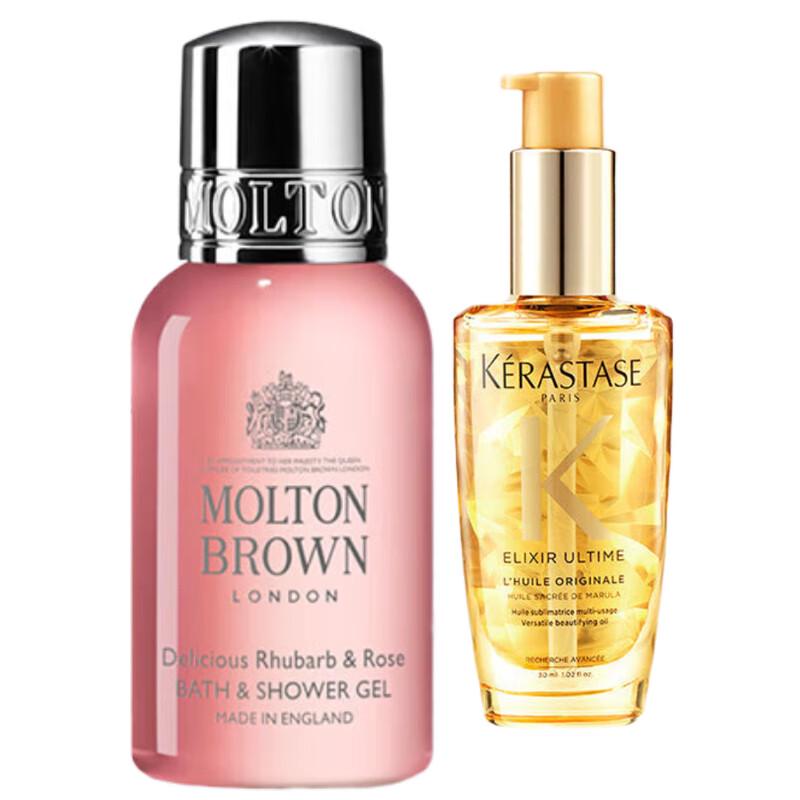 Set Olio per Capelli Kerastase Elixir Ultime & Bagnoschiuma Kerastase Rhubarb & Rose