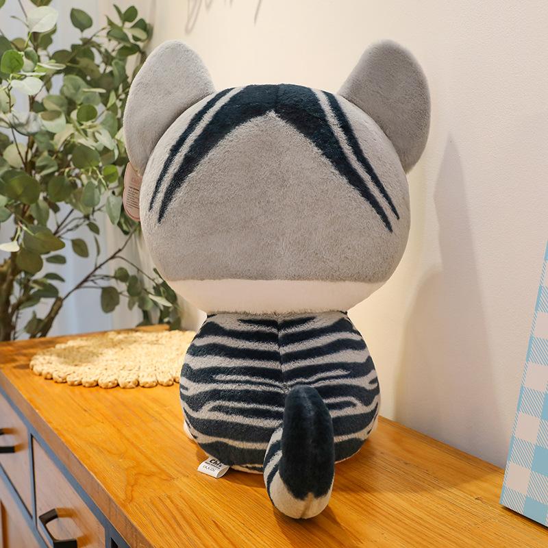 Gestreifte Käsekatze Plüschtier Kratzpuppe Lächelnde Katze Beruhigungskissen Niedliches Haustier Ornament