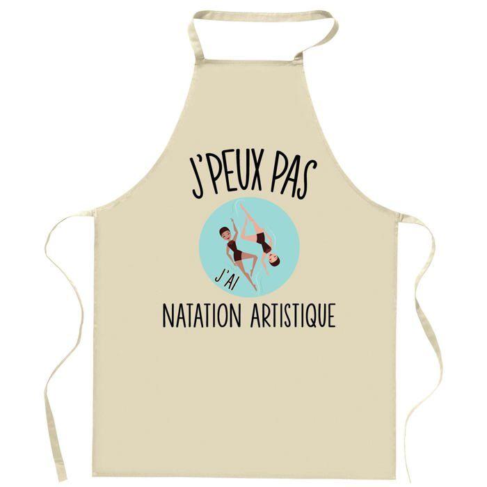 Tablier de cuisine - Planetee - Motif natation artistique 'J'peux pas' - Coton épais - Impression France