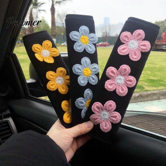 Car Seat Belt Covers Cute Floral Pads for Car, Soft Mesh Shoulder Decorative Strap Cushions Covers, Comfortable Universal Protective Adults