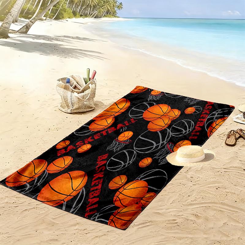 Basketball Print Beach Towel, Large Soft Quick Dry Towel for Beach Camping Swimming