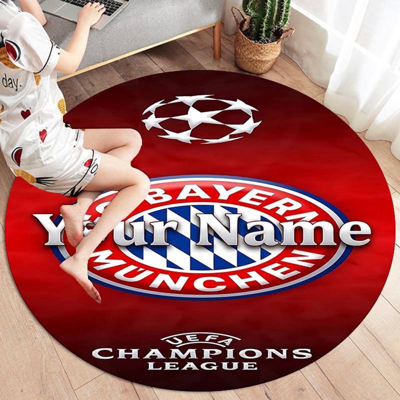 Bayern Munich Fan Gear Custom Name Round Area Rug Carpet Rug For Living Room Bedroom Sofa Playroom Decor Nonslip Floor Mat