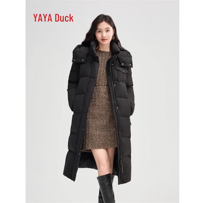YAYA 2024 Unisex Long Goose Down Hooded Parka