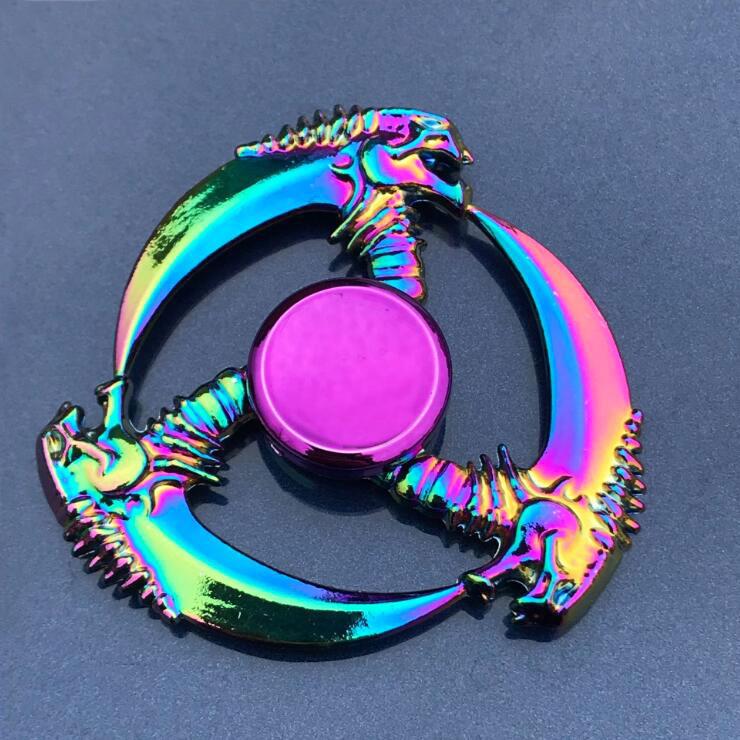 Colorful Zinc Alloy Fidget Spinner: Black Tech Stress-Relief Toy for Students and Kids.