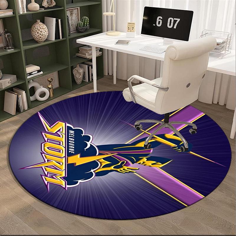 Melbourne Storm Team Round Rug for Livingroom,Bedroom, Palyroom, Chair Rug, Area Rug, Circle Carpet, Fan Christmas Gift