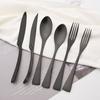 Set de tacâmuri din oțel inoxidabil 304, 7 bucăți, veselă neagră mat, set de tacâmuri, argintărie, cuțit de friptură, furculiță de desert, lingură, veselă