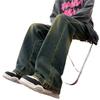 Spring and autumn American retro jeans loose ruffian handsome casual wide-leg pants trendy brand ins high street micro-pull pants men