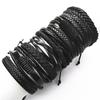 10 Pcs/set Black Wrap Woven New Fashion Handmade Men Bracelets Male Women Leather Bracelets Men Bangle Jewelry Gift