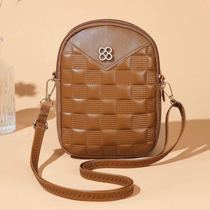 

Women s bag new popular fashion bag spring women s shoulder oblique span mobile phone bag one piece коричневый