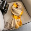 New pure wool plaid scarf British men and women couples winter warm double-sided fringed high-end scarf