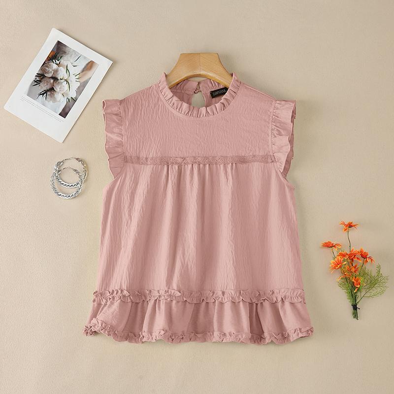 ZANZEA Women Summer Casual Round Neck Sleeveless Tank Tops