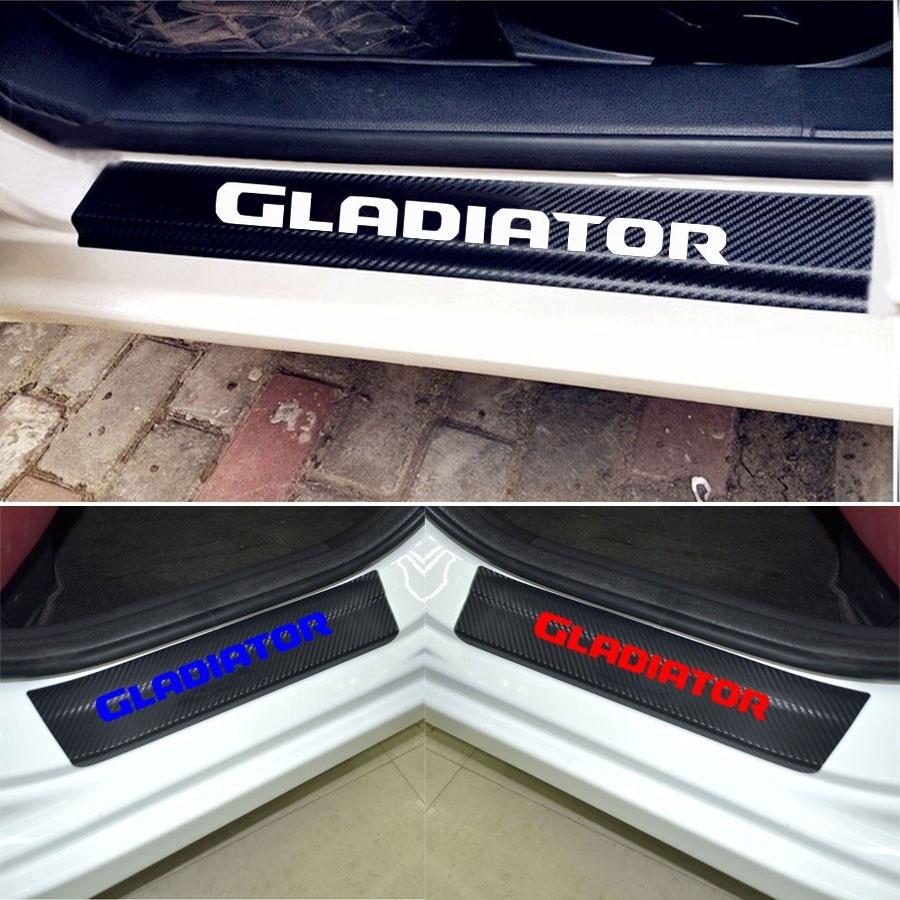 Car Threshold Pedal Sticker for Jeep Gladiator Decoration Scuff Plate Carbon Fibre Vinyl Sticker Car Accessories