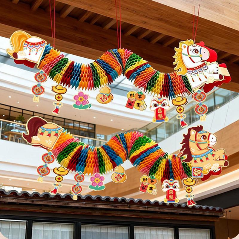 3D Chinese Paper Dragon Garland Spring Festival Ceiling Ornament Lunar New Year Party Restaurant Shopping Mall Hanging Decor