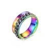 Stainless Steel Roman Numeral Rotating Ring - Titanium Chain Band