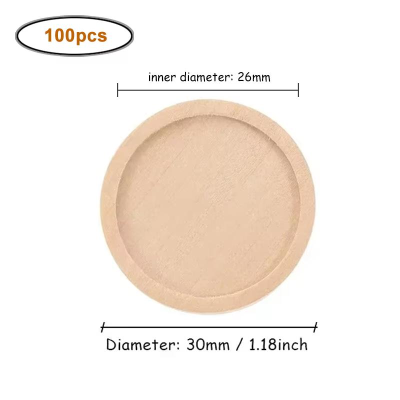 100pcs/lot 25-40mm Round Wood Pendant Trays Circle Wood Panels for Painting Round Canvas Boards, Unfinished Wooden Trays