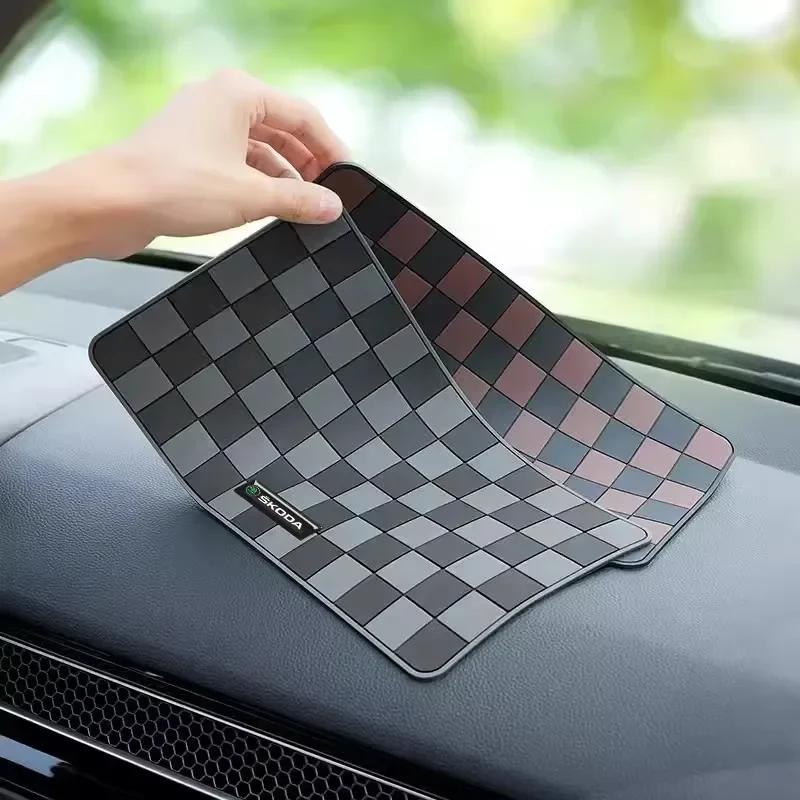 Car Dashboard Anti Slip Pad Phone Ornaments Storage Mat For Skoda Octavia Rapid Kodiaq Kamiq Karoq Vrs Enyaq Fabia Superb Yeti agt588