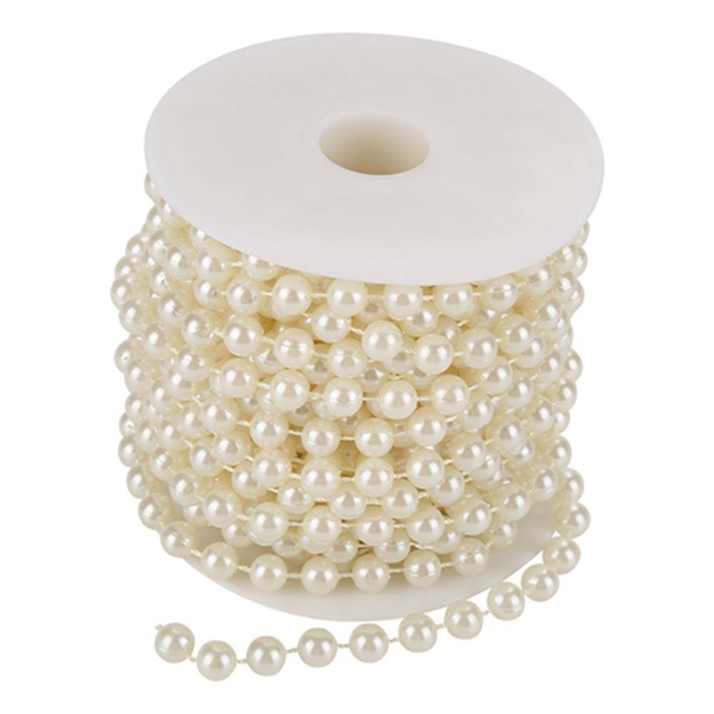 8mm Size Pearl Beads Garland White Beige Color Beads Garland Faux Pearl 10M Pearl Bead Roll Floral Centerpieces