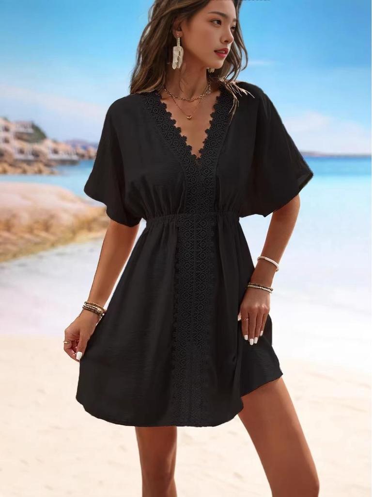 2025 Krajkový Patchwork Plážové Šaty Zakrytí na Bikini