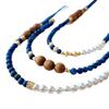 Vintage Natural Lapis Lazuli Sandalwood Autumn And Winter Merad Small Long Chain Sweater Chain Necklace Collarbone Chain