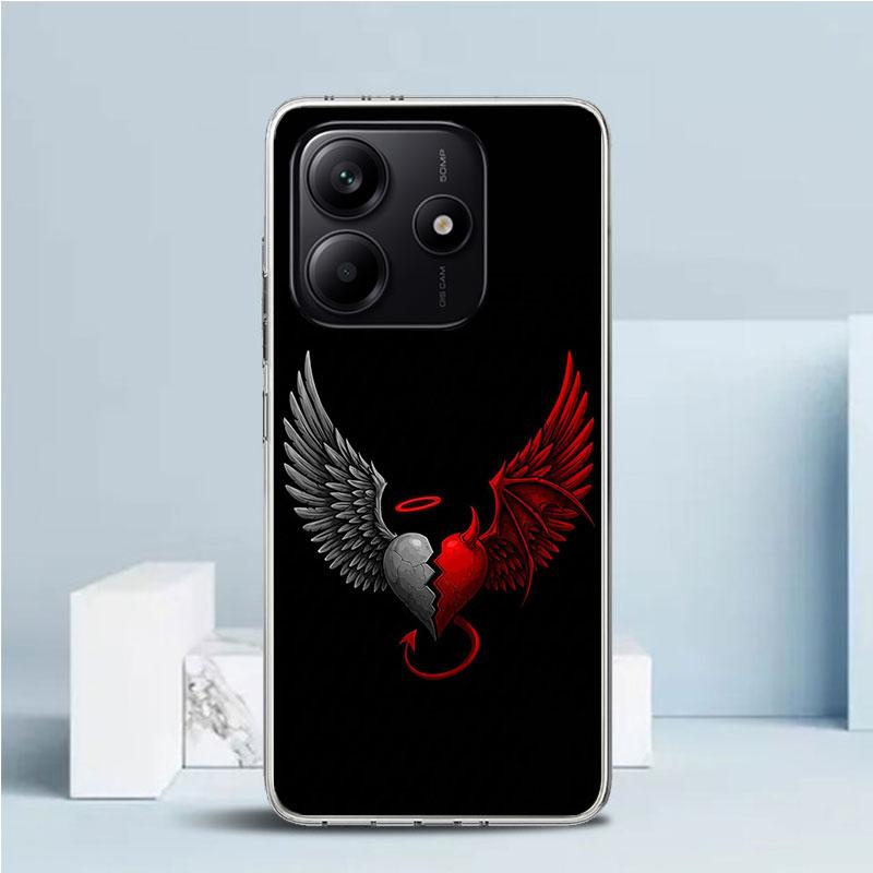 Angel Wings Devil Bad Soft Cover for Xiaomi Redmi Note 15 14 13 12 Pro Plus Phone Case 14S 11S 11T 11E 10S 10 4G Pattern Shell R