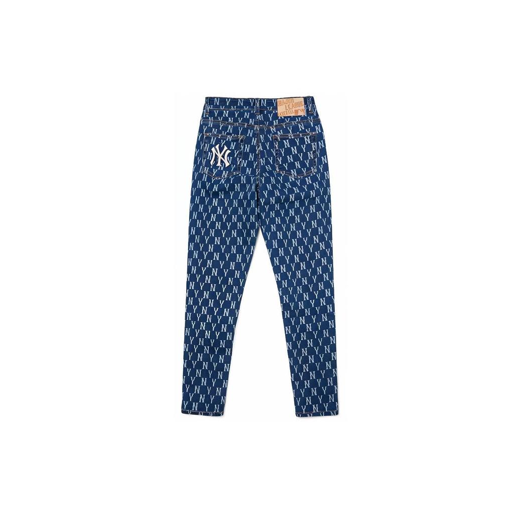MLB New York Yankees Sport Lifestyle Serie Vintage Blumendruck Buchstaben Slim Fit Modisch Lässig Jeans Damenjeans Blau 3FDPM0521-50BLS