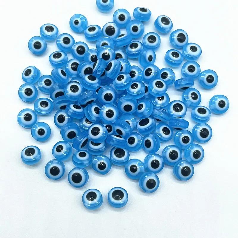 Z12 50pcs/lot 8mm Multicolored Charm Evil Eye Resin Spacer Bead Jewelry Making DIY Handmade Earring Bracelet Trend Accessories