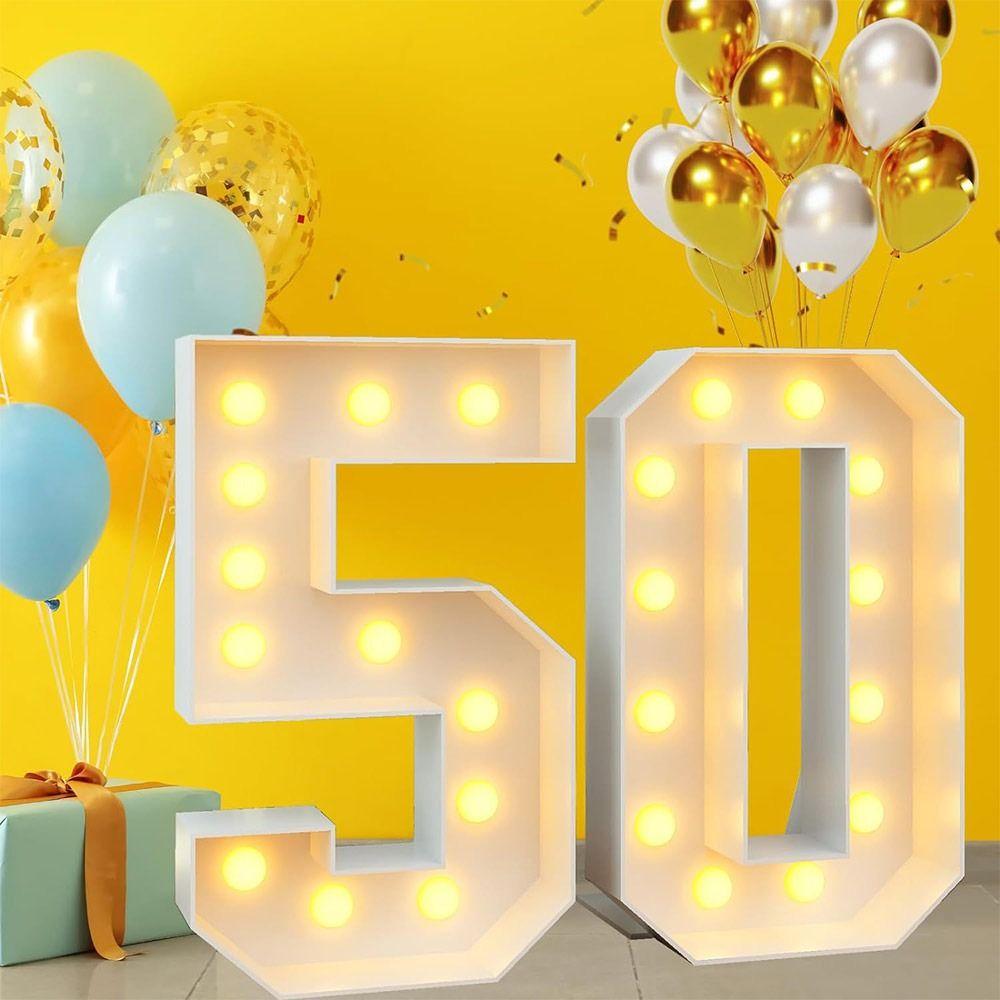 0-9 Numbers Giant Birthday Figure Light Up Balloons Balloon Filling Box  Anniversary Decor