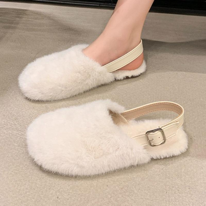 Fashion Women Flats Fur Mules Shoes Fashion Casual Slippers 2025 Winter New Home Shoes Cozy Designer Flip Flops Walking Mujer Zapatillas