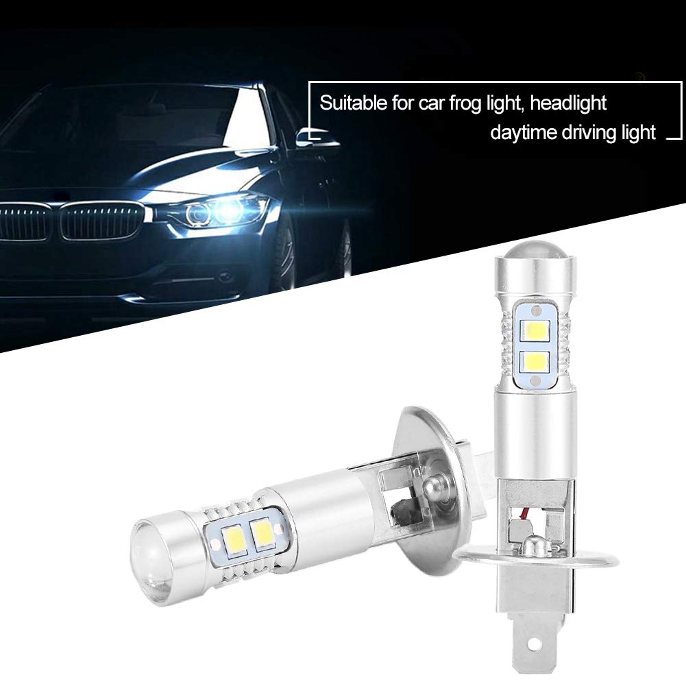 Akozon Headlight LED Bulb 2xH1 6000K 1800 LM360 Degree Super White 100W LED Headlight Bulb Kit Fog Driving Light