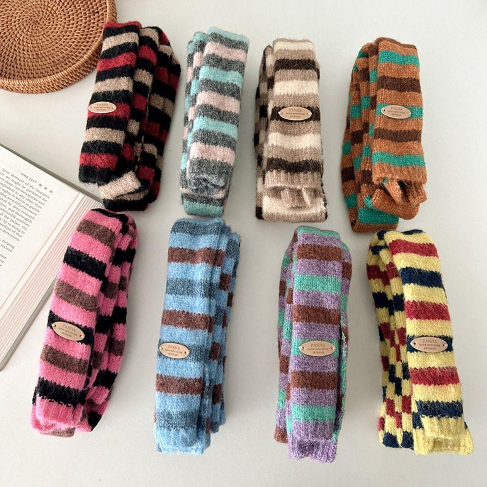 Thickened Striped Scarf Narrow Winter Shawl Fashion Cashmere Knitted Scarf  Daily