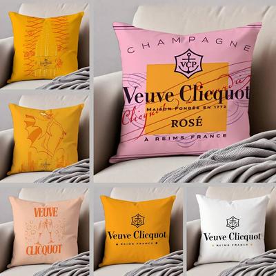 Luksusowa Moda V-Veuve C-Clicquot Poszewka Komfort Sofa Łóżko Jedwabista Elegancka Niewidoczny Zamek Błyskawiczny Niestandardowa Dekoracyjna Poszewka na Poduszkę