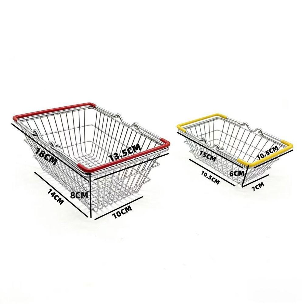 1 pezzo Cestino Mini da Shopping in Filo Metallico Resistente 2 Misure Disponibili con Manico Cestino da Scrivania per Organizzazione Rete Organizzatore da Scrivania Decorazione per la Casa