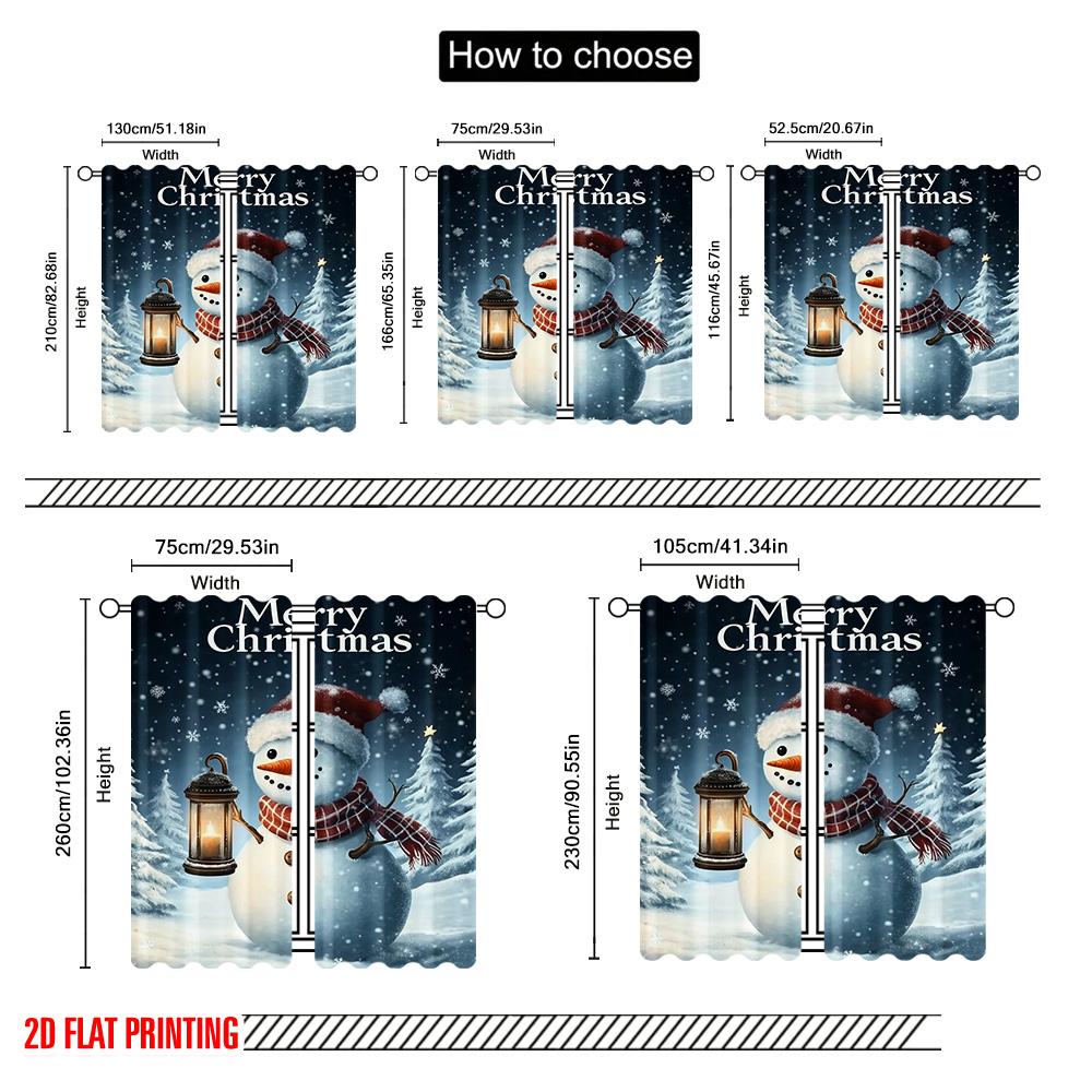 2pcs 2D Flat Printing Christmas Curtains Merry Christmas7 Versatile Durable Polyester Without Electricity Festive Wall Decor