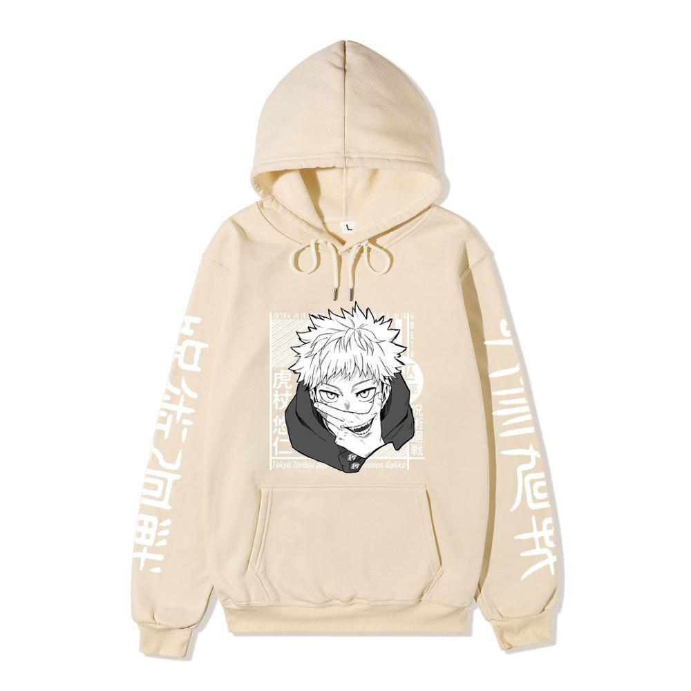 Jujutsu Kaisen Yuji Itadori  Japanese Printed Hooded Sweatshirt Unisex Fleece Warm Hoodie for Men Women Fall Winter Loose Casual Long Sleeve Pullover