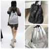Lightweight Drawstring Mesh Backpack Large Capacity Solid Color Knapsack Pleated   Hiking