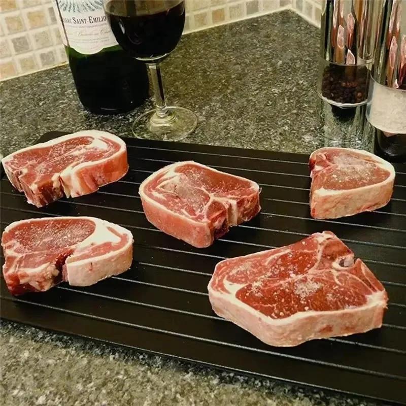 1 stk Hurtigtinebrett Hurtigtining Frosset Mat Kjøtt Frukt Hurtigtineplate Bord Tinebrett Tine Master Kitchen Gadgets