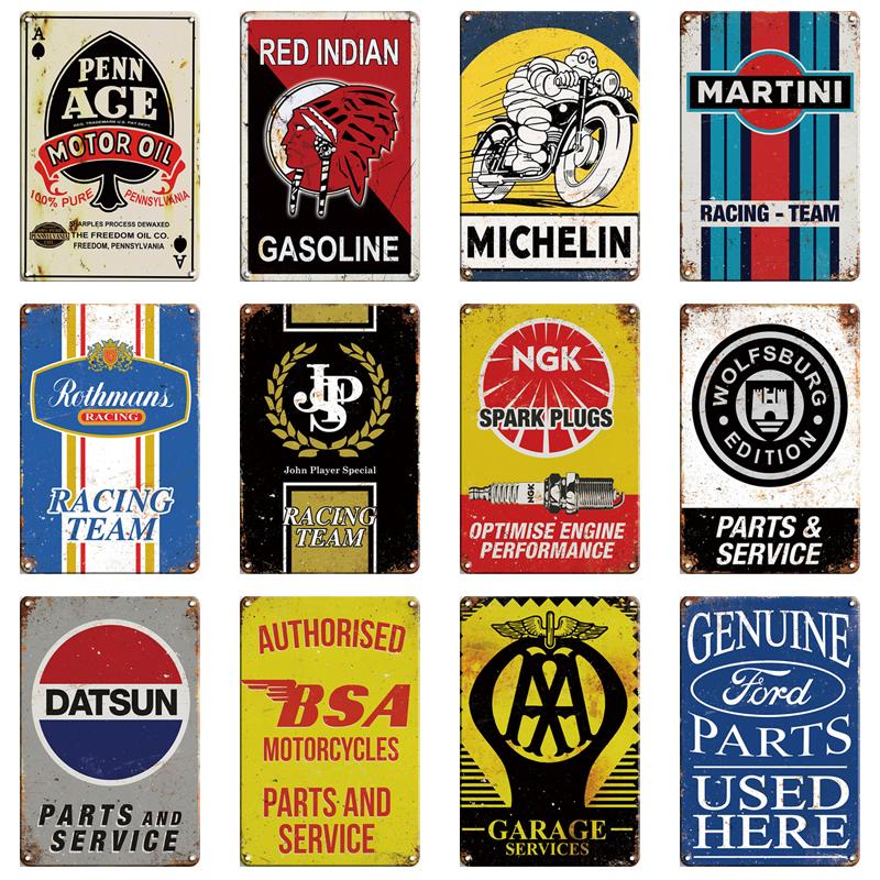 Buy Vintage Motor Oil Metal Tin Signs For Garage, 20*30cm, Racing Team ...