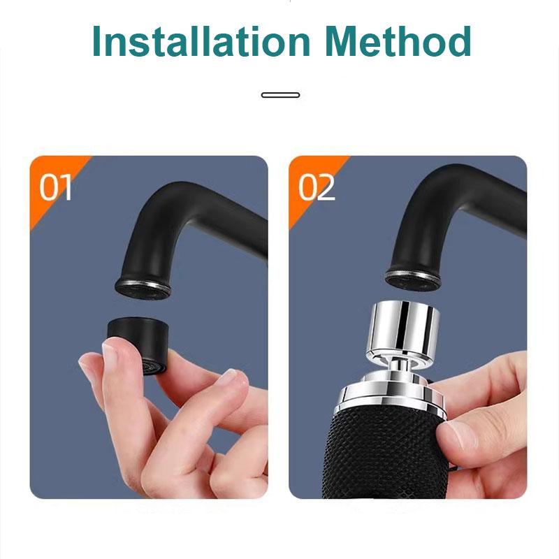 Heavy Metal Filter Faucet Aerator - 360° Swivel Aluminum Head 3 Spray Modes  Universal Adapter Included