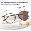 Photochromic Myopia Glasses Women Men Vintage Round Anti Blue Light Ultralight Optical Eyewear 0 To -600