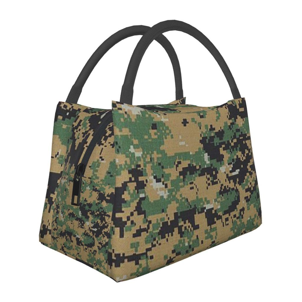 Camo Camouflage Military Woodland Army Insulated Lunch Bag Storage Food Boxes Portable Container Cooler Thermal Lunch Box Tote
