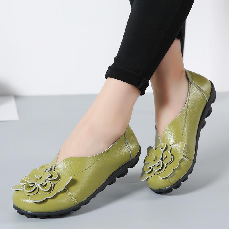 Women Flats Genuine Leather Fashion Tenis Women Shoes Moccasins Ballet Flats Slip On Women Shoe Black  De  Plus Size