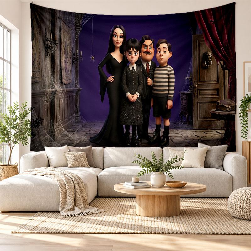 Die Addams Family Wandteppich Heimdekoration Hängendes Stoffkunst Hintergrundteppich für Schlafzimmer