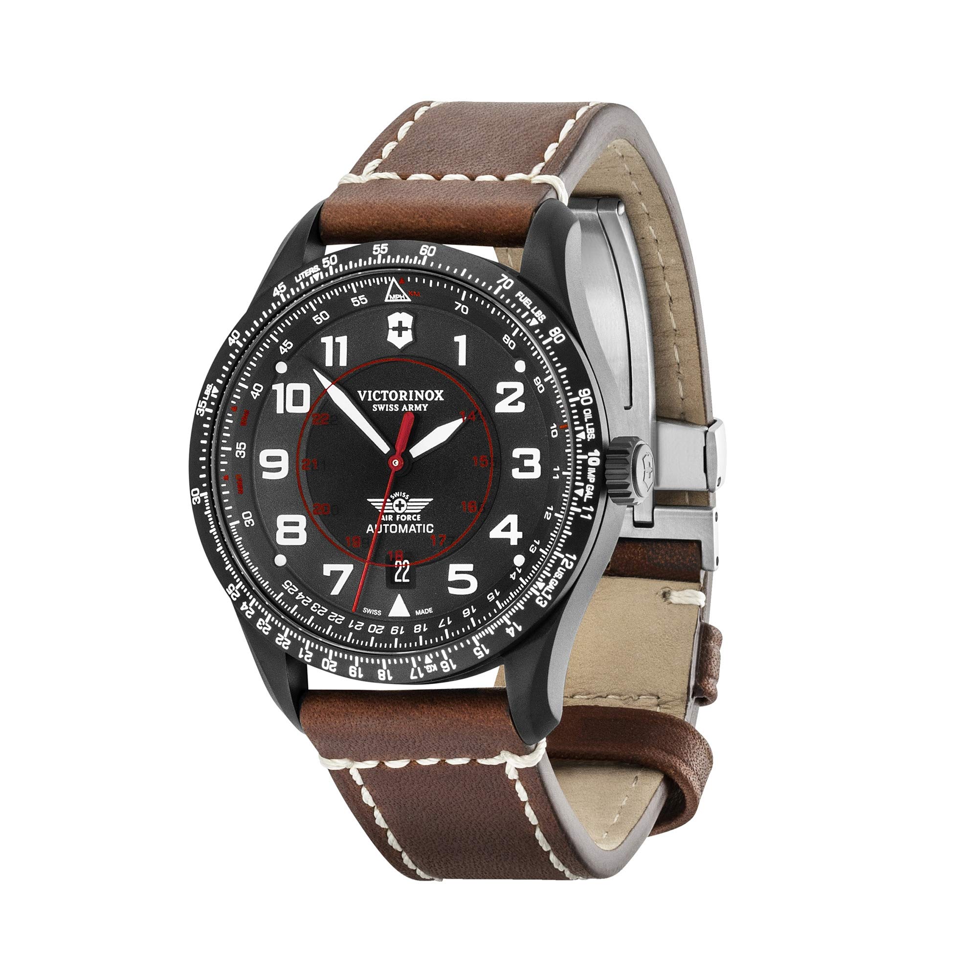 

Watch AIRBOSS Black PVD Processed Stainless Steel Case Black Dial Brown Leather Strap Gift 241886 [Victorinox] (316L) [