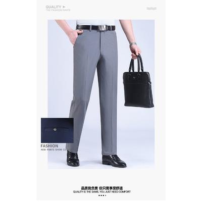 Herrenbekleidung Neu Locker Einfarbig Büro Business Casual Formell Mann Frühling Sommer Dünn Taschen Bequem Reißverschluss Hose