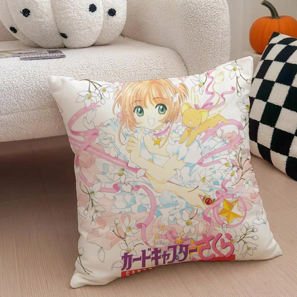 Anime C-Cardcaptor S-Sakura Pillow Case Anti-dustmite Pillowcase Invisible Zipper Silky Short Plush Sofa Cushion Cover