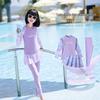 Girls' Two-Piece Long Sleeve Swimsuit with Sun Protection (2025) - Breathable Swimwear for Middle and Big Kids