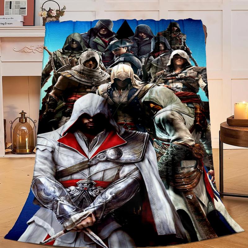 1PC Assass Warrior Flannel Blanket Gift, Suitable for Both Men And Women, Soft Ideal for Beds And Sofa, Birthday Or Christmas Gift