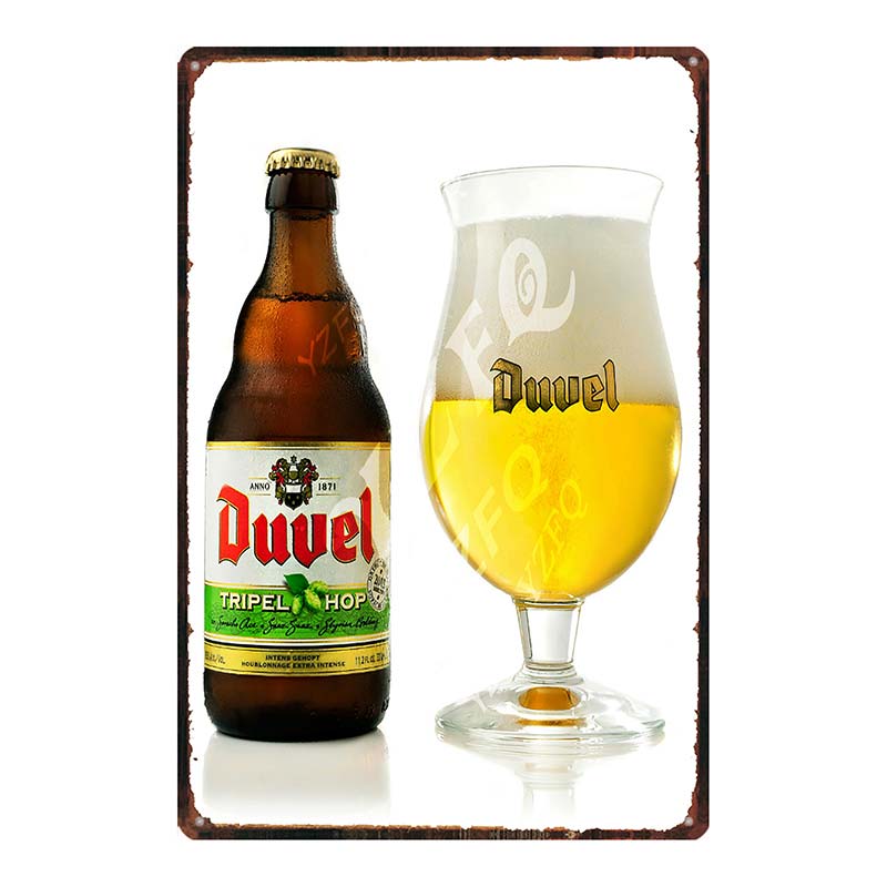 YZFQ Belgické Pivo Duvel Plechové Kovové Značky Deska Vintage Hudební Bar Restaurace Domov Pánská Jeskyně Dekor Nástěnné Samolepky DU-7713B