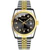Orologi da Coppia Acciaio Inossidabile con Cinturino, Calendario, Viso con Strass Dorati: Moda Casuale Quarzo da Uomo e da Donna