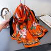 Spring And Summer Simulation Silky Brocade Fashion Sunscreen Silk Scarf Long Scarf Silky Printed Shawl Versatile Headscarf Scarf